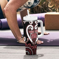 Custom Aotearoa Te Arawa Tumbler With Handle Maori Tribal Pattern