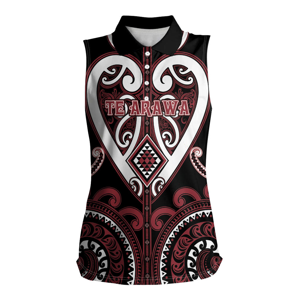 Custom Aotearoa Te Arawa Women Sleeveless Polo Shirt Maori Tribal Pattern LT05 Female Red - Polynesian Pride
