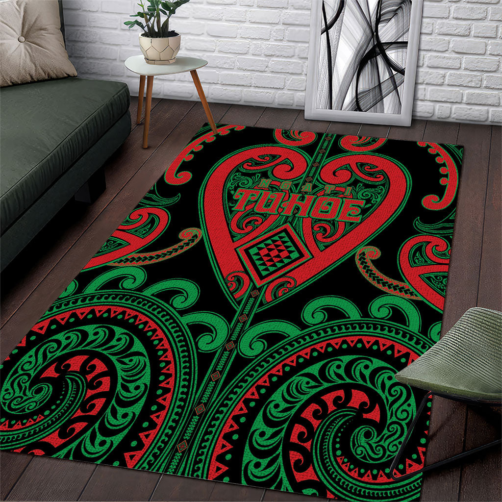Aotearoa Ngai Tuhoe Area Rug Maori Tribal Pattern LT05 Black - Polynesian Pride