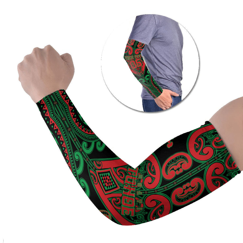 Custom Aotearoa Ngai Tuhoe Arm Sleeves Maori Tribal Pattern LT05 Set of 2 Black - Polynesian Pride