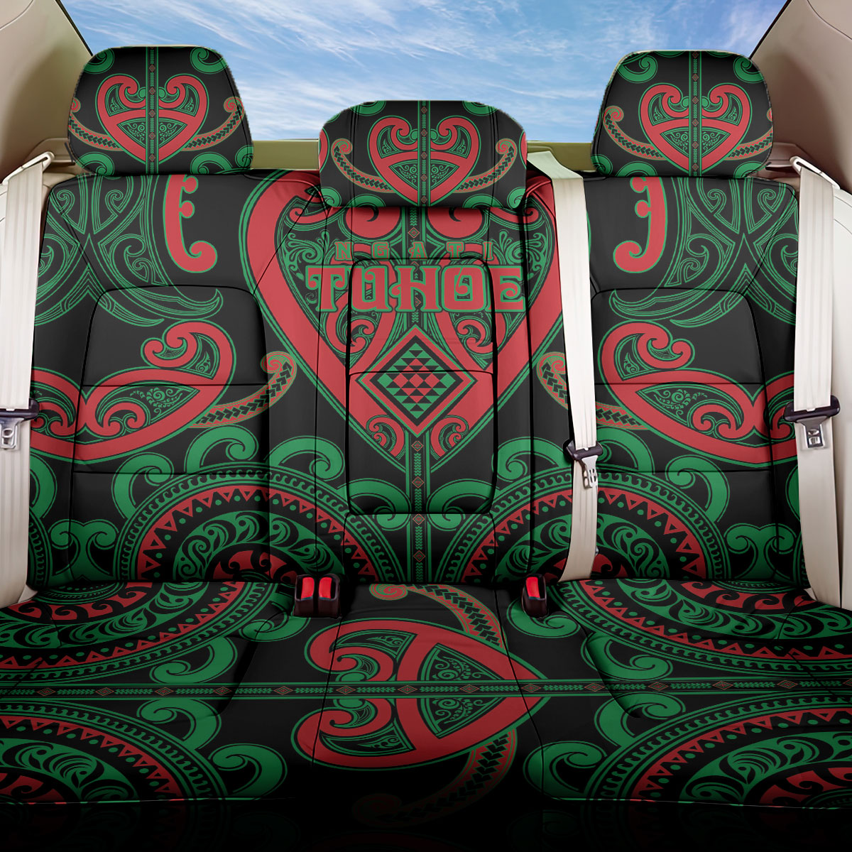 Aotearoa Ngai Tuhoe Back Car Seat Cover Maori Tribal Pattern LT05 One Size Black - Polynesian Pride