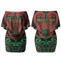 Custom Aotearoa Ngai Tuhoe Couples Matching Off Shoulder Short Dress and Hawaiian Shirt Maori Tribal Pattern