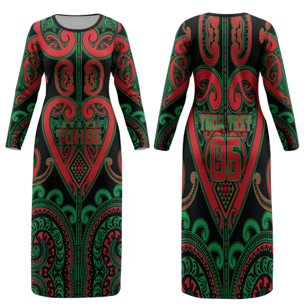 Custom Aotearoa Ngai Tuhoe Family Matching Long Sleeve Bodycon Dress and Hawaiian Shirt Maori Tribal Pattern