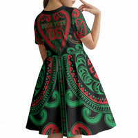 Custom Aotearoa Ngai Tuhoe Kid Short Sleeve Dress Maori Tribal Pattern