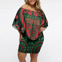 Custom Aotearoa Ngai Tuhoe Off Shoulder Short Dress Maori Tribal Pattern