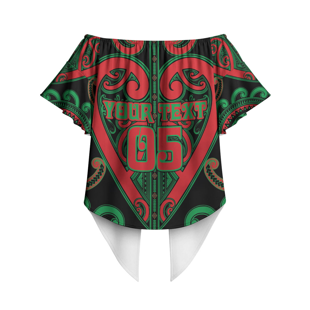 Custom Aotearoa Ngai Tuhoe Off Shoulder Wrap Waist Top Maori Tribal Pattern LT05 - Polynesian Pride