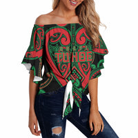 Custom Aotearoa Ngai Tuhoe Off Shoulder Wrap Waist Top Maori Tribal Pattern LT05 - Polynesian Pride