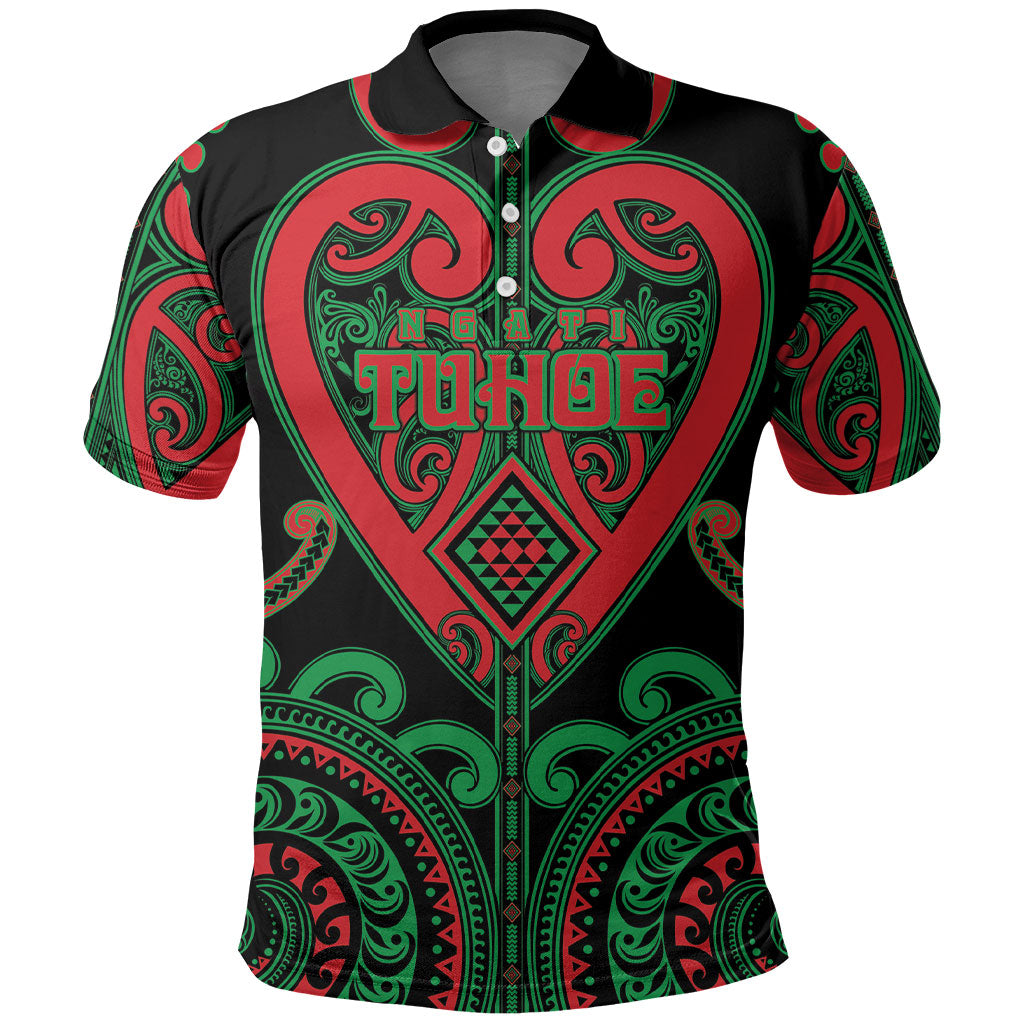 Custom Aotearoa Ngai Tuhoe Polo Shirt Maori Tribal Pattern LT05 Black - Polynesian Pride