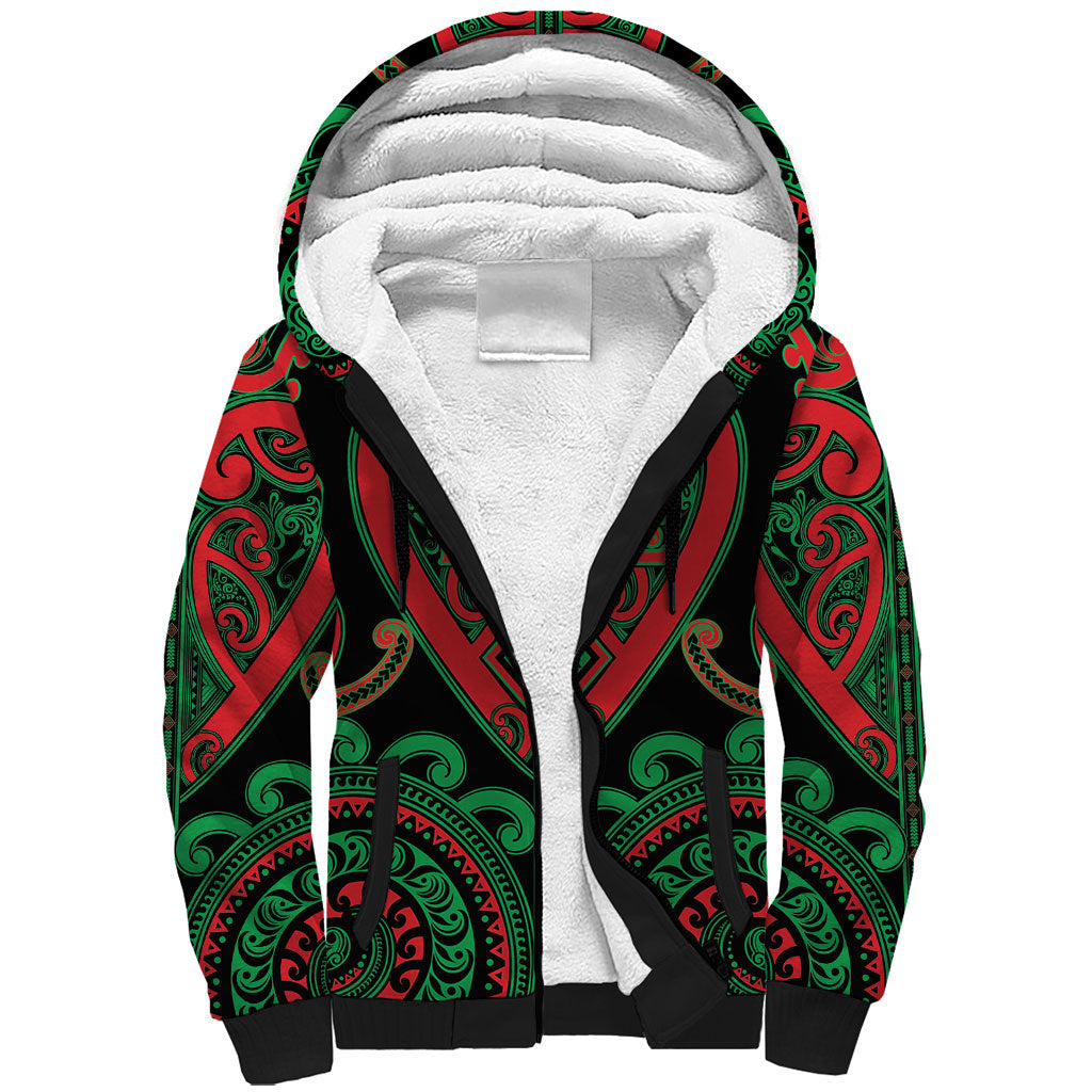 Custom Aotearoa Ngai Tuhoe Sherpa Hoodie Maori Tribal Pattern LT05 Unisex Black - Polynesian Pride
