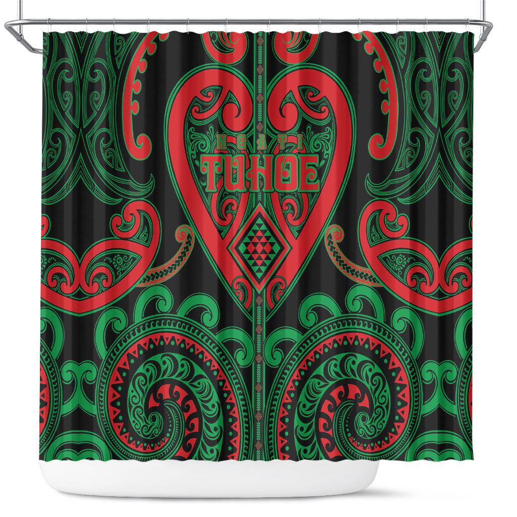 Aotearoa Ngai Tuhoe Shower Curtain Maori Tribal Pattern LT05 Black - Polynesian Pride
