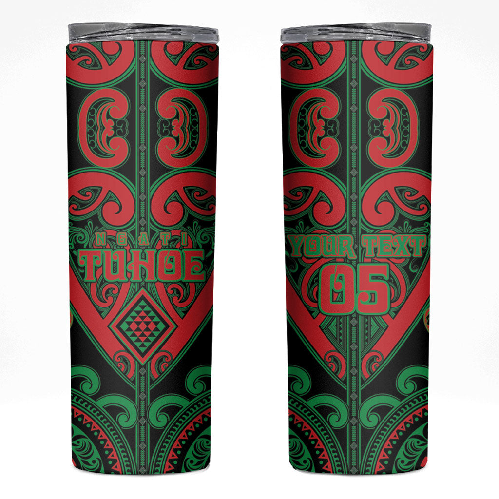 Custom Aotearoa Ngai Tuhoe Skinny Tumbler Maori Tribal Pattern LT05 Black - Polynesian Pride