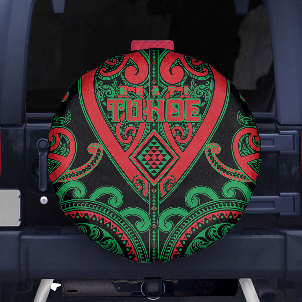 Aotearoa Ngai Tuhoe Spare Tire Cover Maori Tribal Pattern LT05 No hole Black - Polynesian Pride