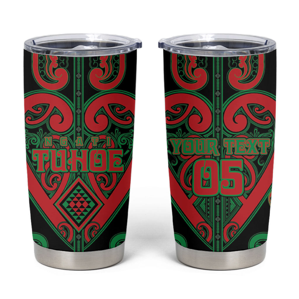 Custom Aotearoa Ngai Tuhoe Tumbler Cup Maori Tribal Pattern LT05 Black - Polynesian Pride
