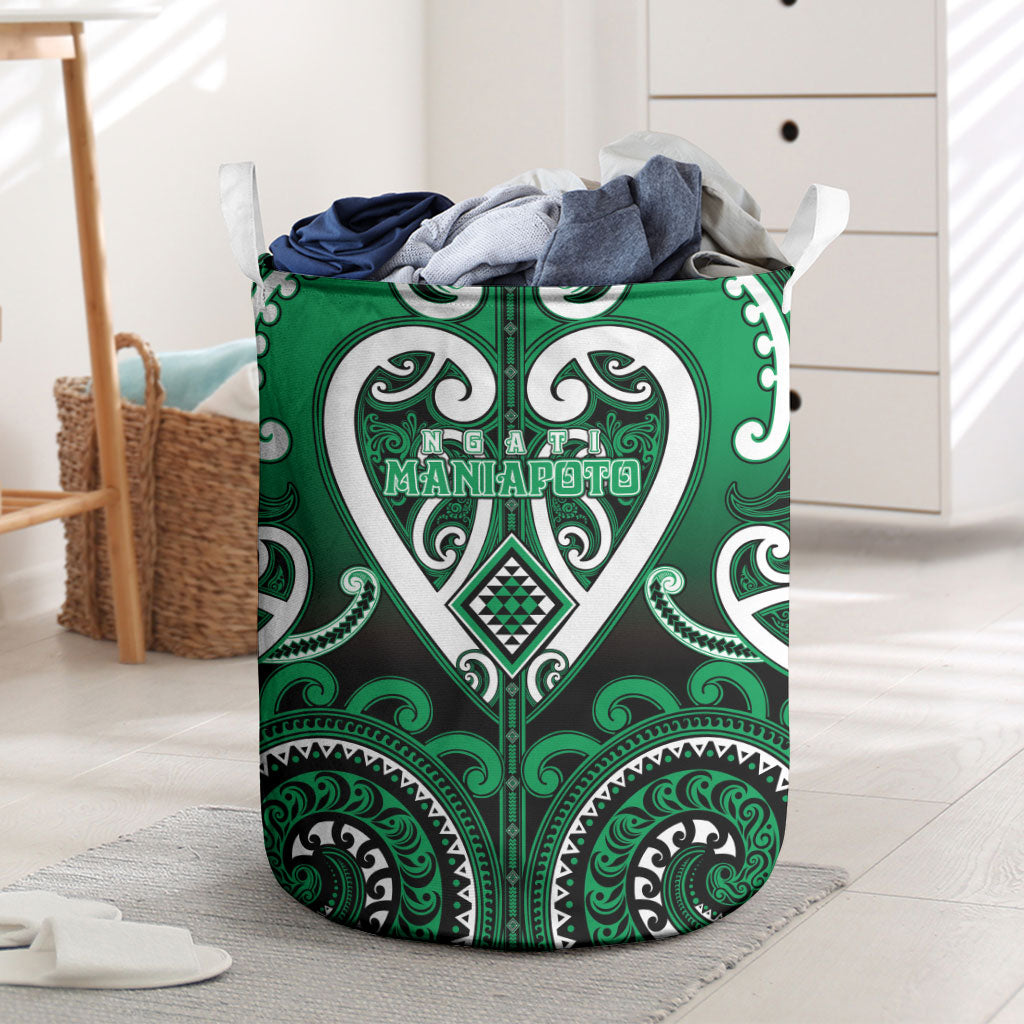 Aotearoa Ngati Maniapoto Laundry Basket Maori Tribal Pattern LT05 Green - Polynesian Pride