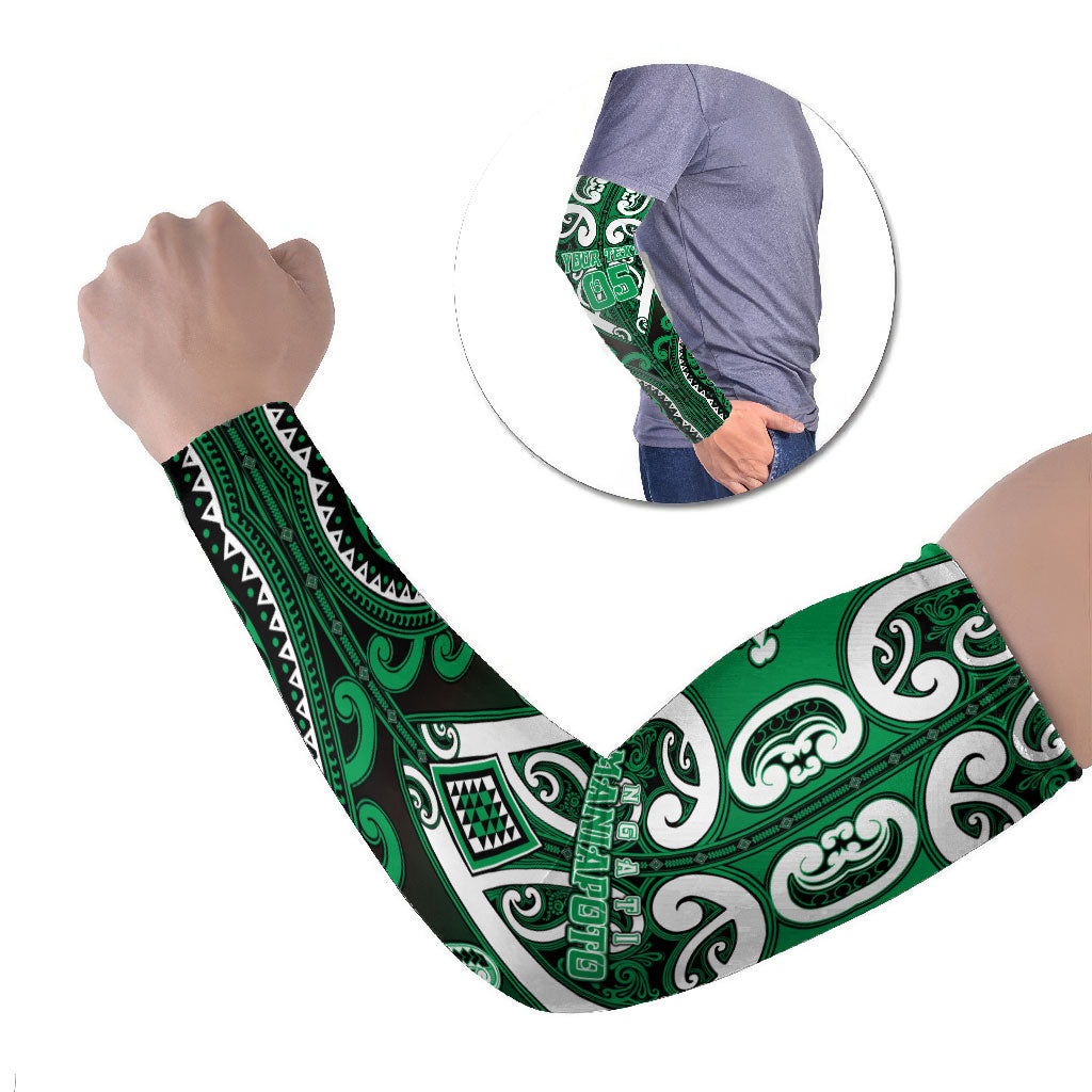 Custom Aotearoa Ngati Maniapoto Arm Sleeves Maori Tribal Pattern LT05 Set of 2 Green - Polynesian Pride
