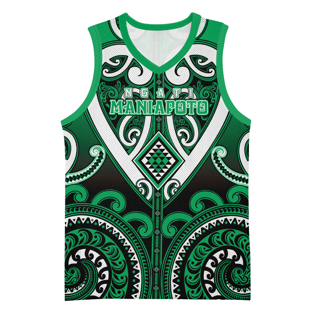 Custom Aotearoa Ngati Maniapoto Basketball Jersey Maori Tribal Pattern LT05 Unisex Green - Polynesian Pride