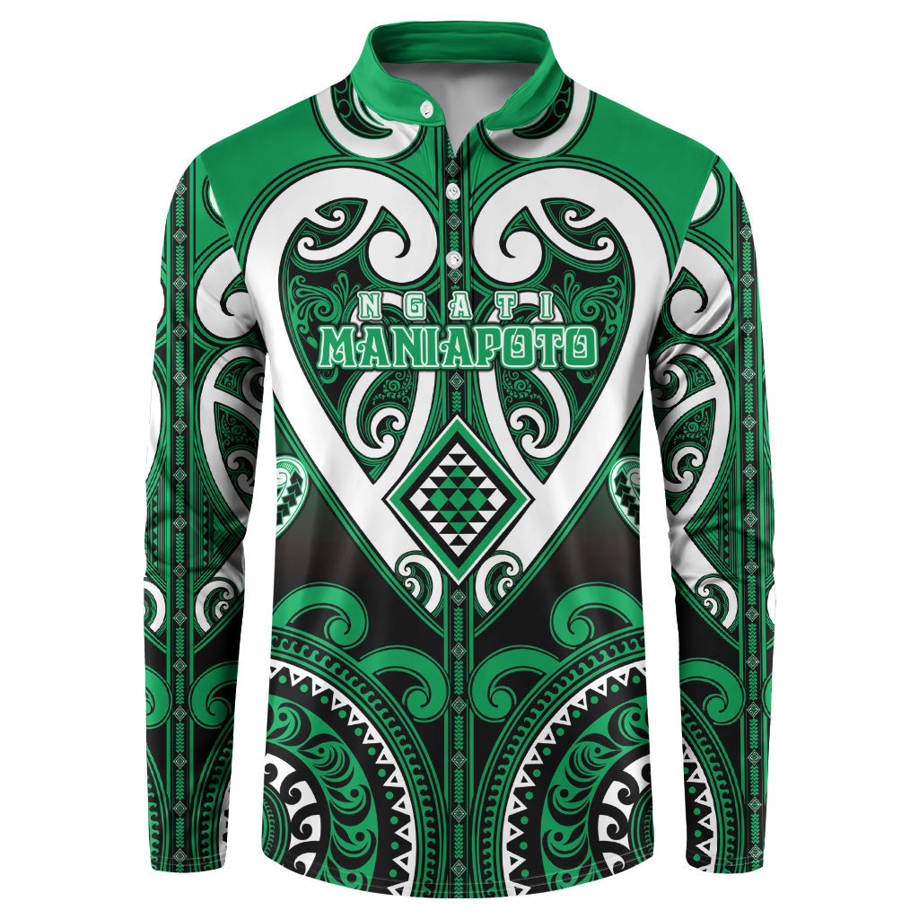 Custom Aotearoa Ngati Maniapoto Button Sweatshirt Maori Tribal Pattern