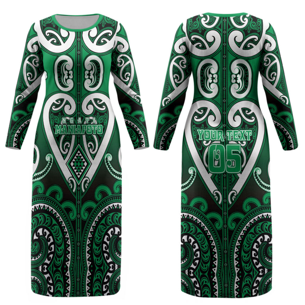 Custom Aotearoa Ngati Maniapoto Couples Matching Long Sleeve Bodycon Dress and Long Sleeve Button Shirt Maori Tribal Pattern