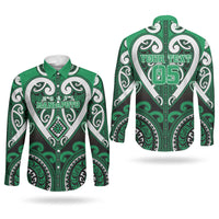 Custom Aotearoa Ngati Maniapoto Couples Matching Off The Shoulder Long Sleeve Dress and Long Sleeve Button Shirt Maori Tribal Pattern