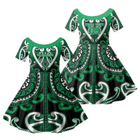 Custom Aotearoa Ngati Maniapoto Family Matching Short Sleeve Bodycon Dress and Hawaiian Shirt Maori Tribal Pattern