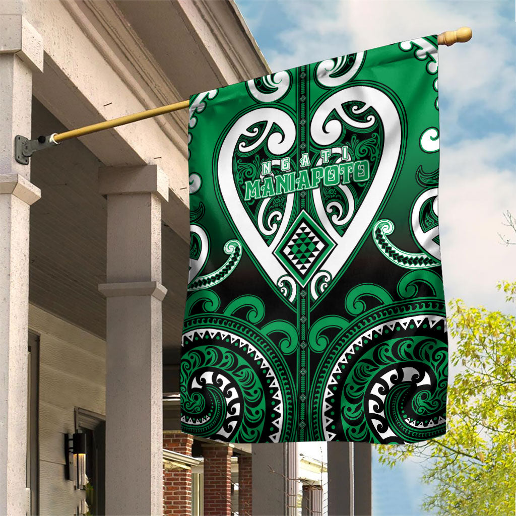 Aotearoa Ngati Maniapoto Garden Flag Maori Tribal Pattern LT05 House Flag Green - Polynesian Pride