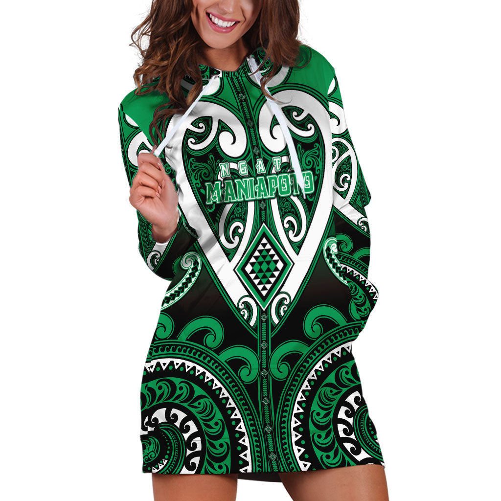 Custom Aotearoa Ngati Maniapoto Hoodie Dress Maori Tribal Pattern LT05 Green - Polynesian Pride