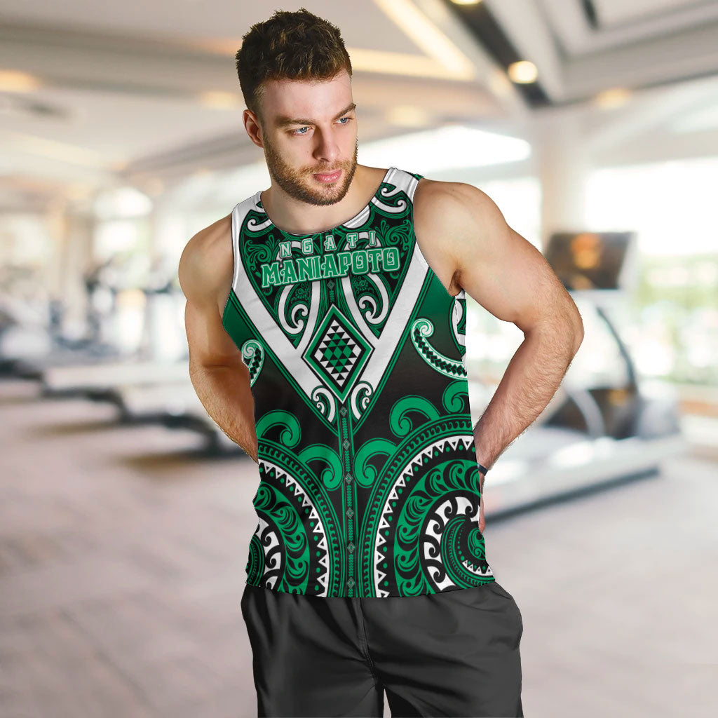 Custom Aotearoa Ngati Maniapoto Men Tank Top Maori Tribal Pattern LT05 Green - Polynesian Pride