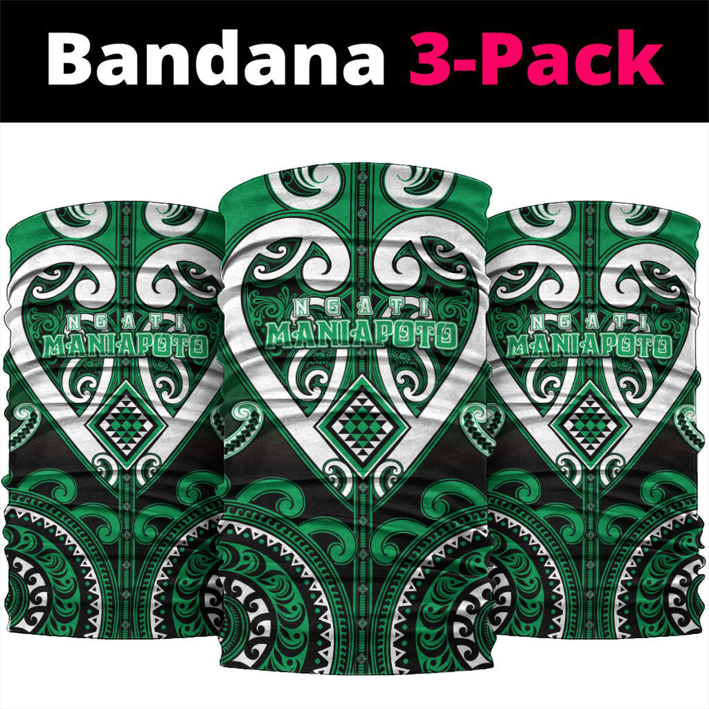 Aotearoa Ngati Maniapoto Neck Gaiter Maori Tribal Pattern LT05 package One Size: 25*50cm Green - Polynesian Pride
