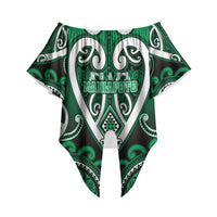 Custom Aotearoa Ngati Maniapoto Off Shoulder Wrap Waist Top Maori Tribal Pattern LT05 Green - Polynesian Pride