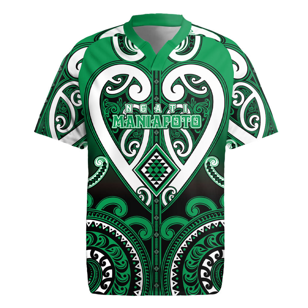 Custom Aotearoa Ngati Maniapoto Rugby Jersey Maori Tribal Pattern LT05 Green - Polynesian Pride