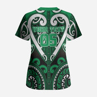 Custom Aotearoa Ngati Maniapoto Scrub Top Maori Tribal Pattern