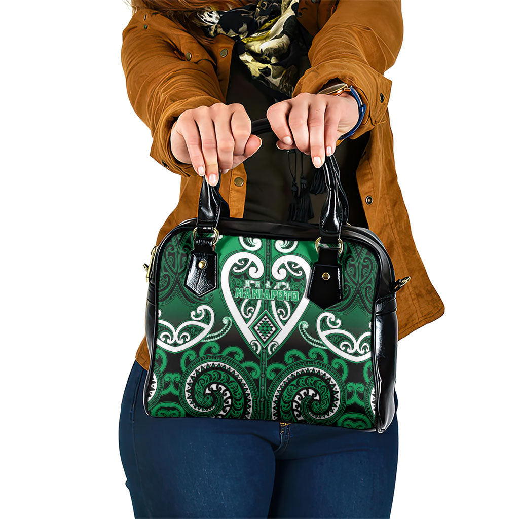 Aotearoa Ngati Maniapoto Shoulder Handbag Maori Tribal Pattern LT05 One Size Green - Polynesian Pride
