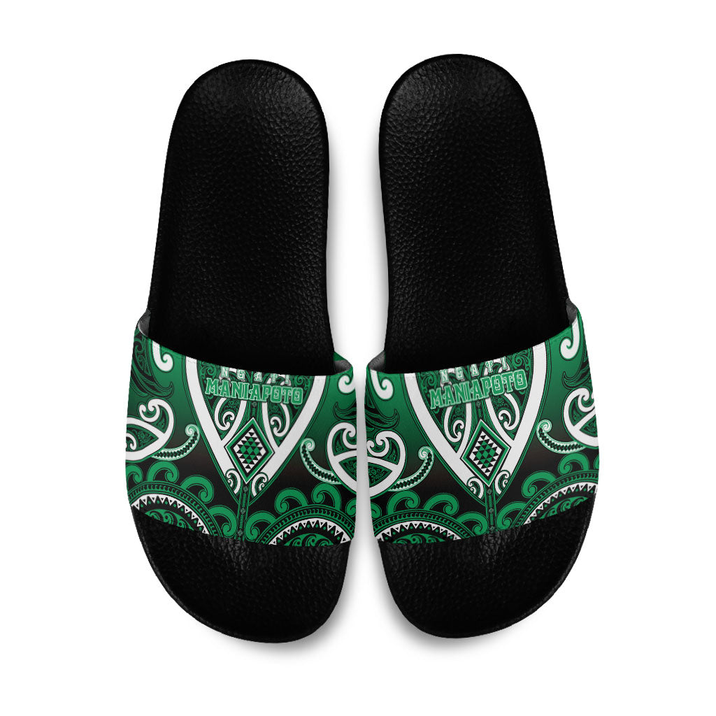 Aotearoa Ngati Maniapoto Slide Sandals Maori Tribal Pattern LT05 Green - Polynesian Pride