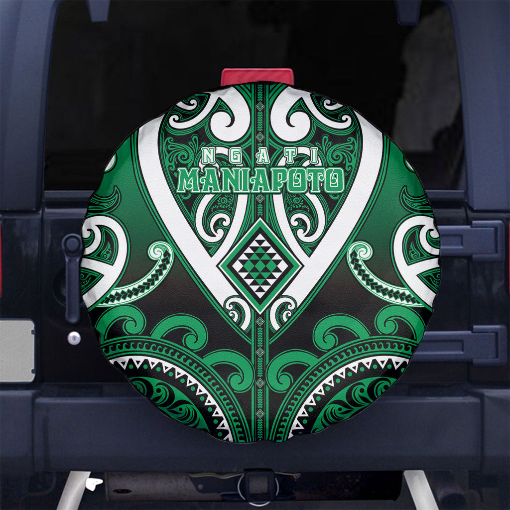 Aotearoa Ngati Maniapoto Spare Tire Cover Maori Tribal Pattern LT05 No hole Green - Polynesian Pride