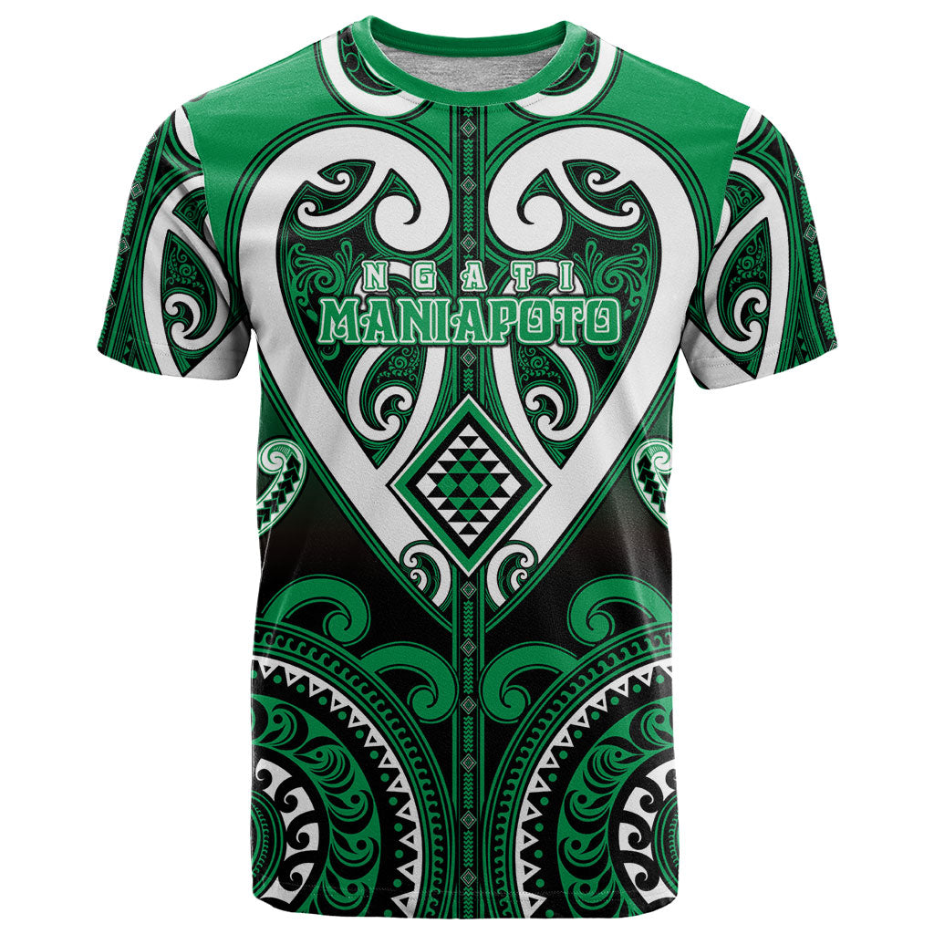 Custom Aotearoa Ngati Maniapoto T Shirt Maori Tribal Pattern LT05 Green - Polynesian Pride