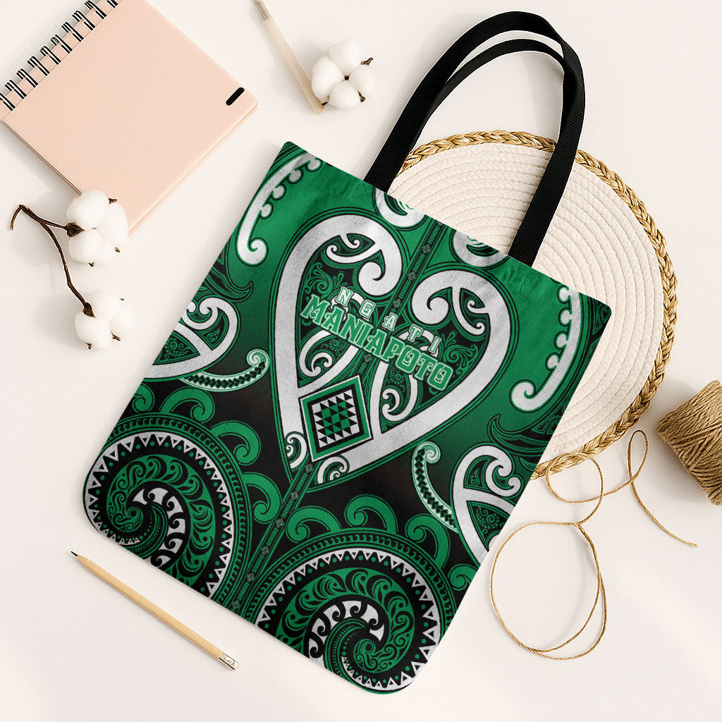Aotearoa Ngati Maniapoto Tote Bag Maori Tribal Pattern LT05 Black Strap One Size Green - Polynesian Pride