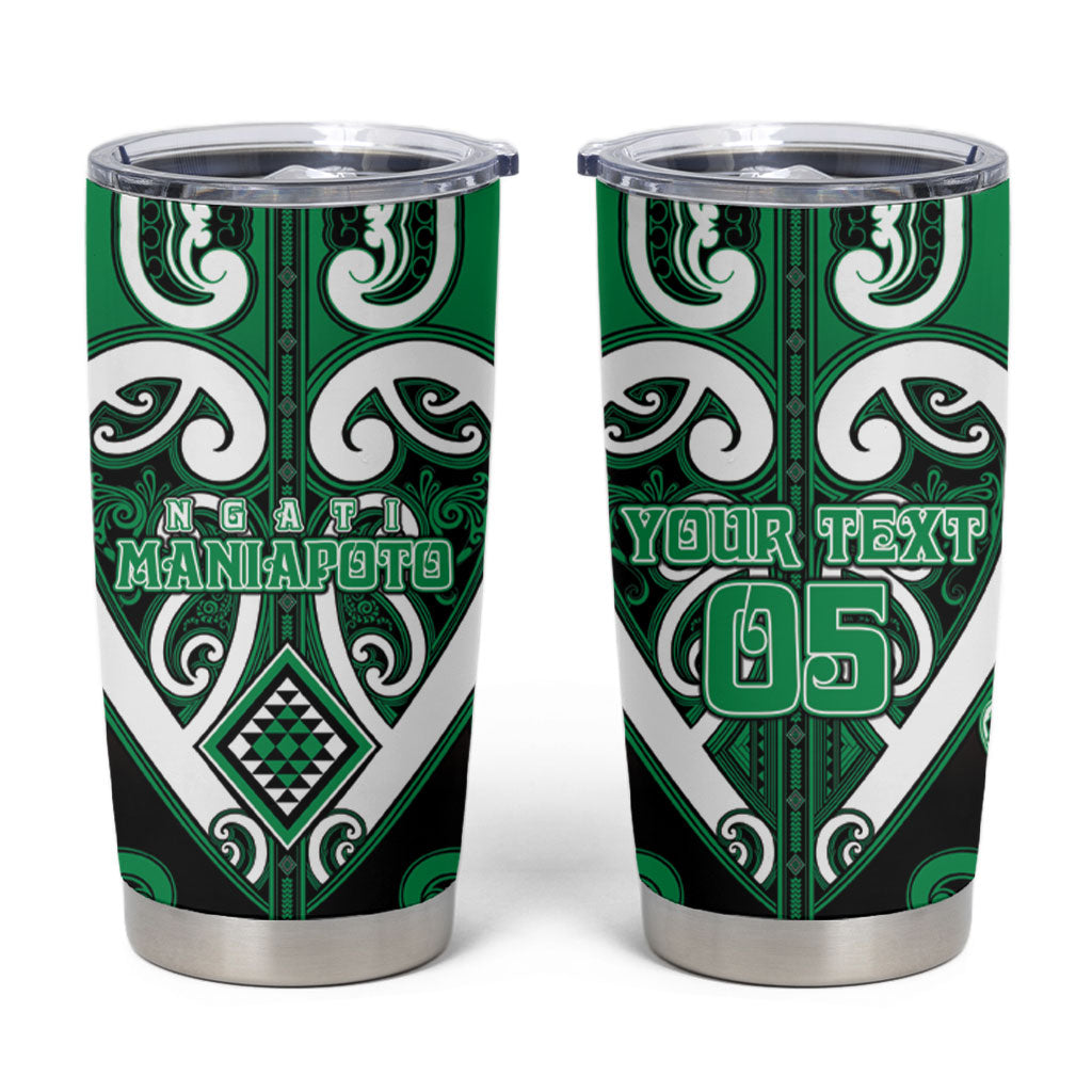 Custom Aotearoa Ngati Maniapoto Tumbler Cup Maori Tribal Pattern LT05 Green - Polynesian Pride