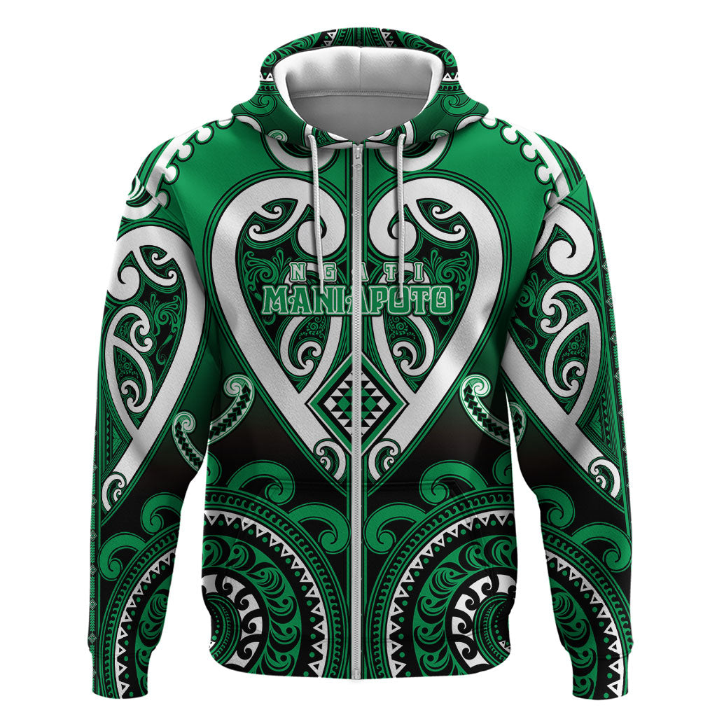 Custom Aotearoa Ngati Maniapoto Zip Hoodie Maori Tribal Pattern