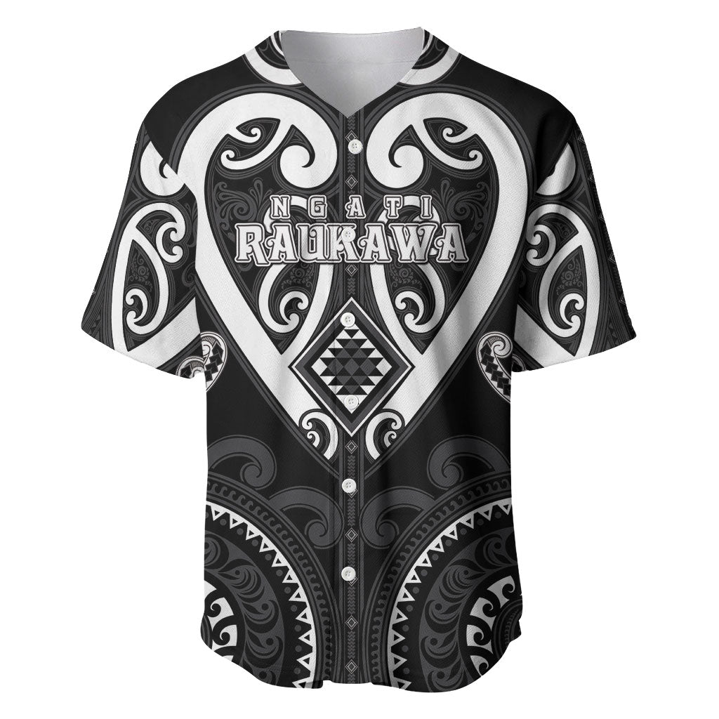 Custom Aotearoa Ngati Raukawa Baseball Jersey Maori Tribal Pattern LT05 Black - Polynesian Pride