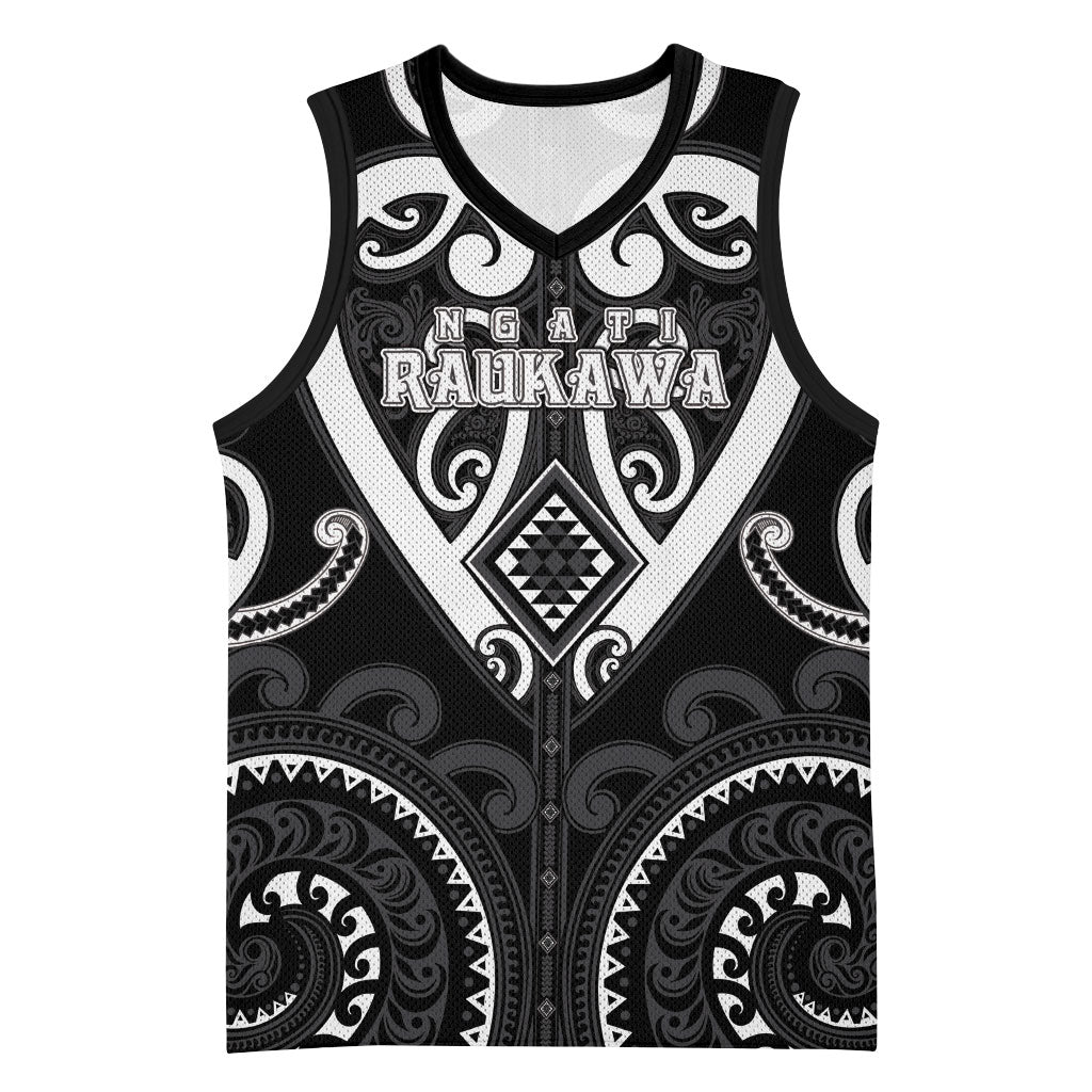 Custom Aotearoa Ngati Raukawa Basketball Jersey Maori Tribal Pattern LT05 Unisex Black - Polynesian Pride