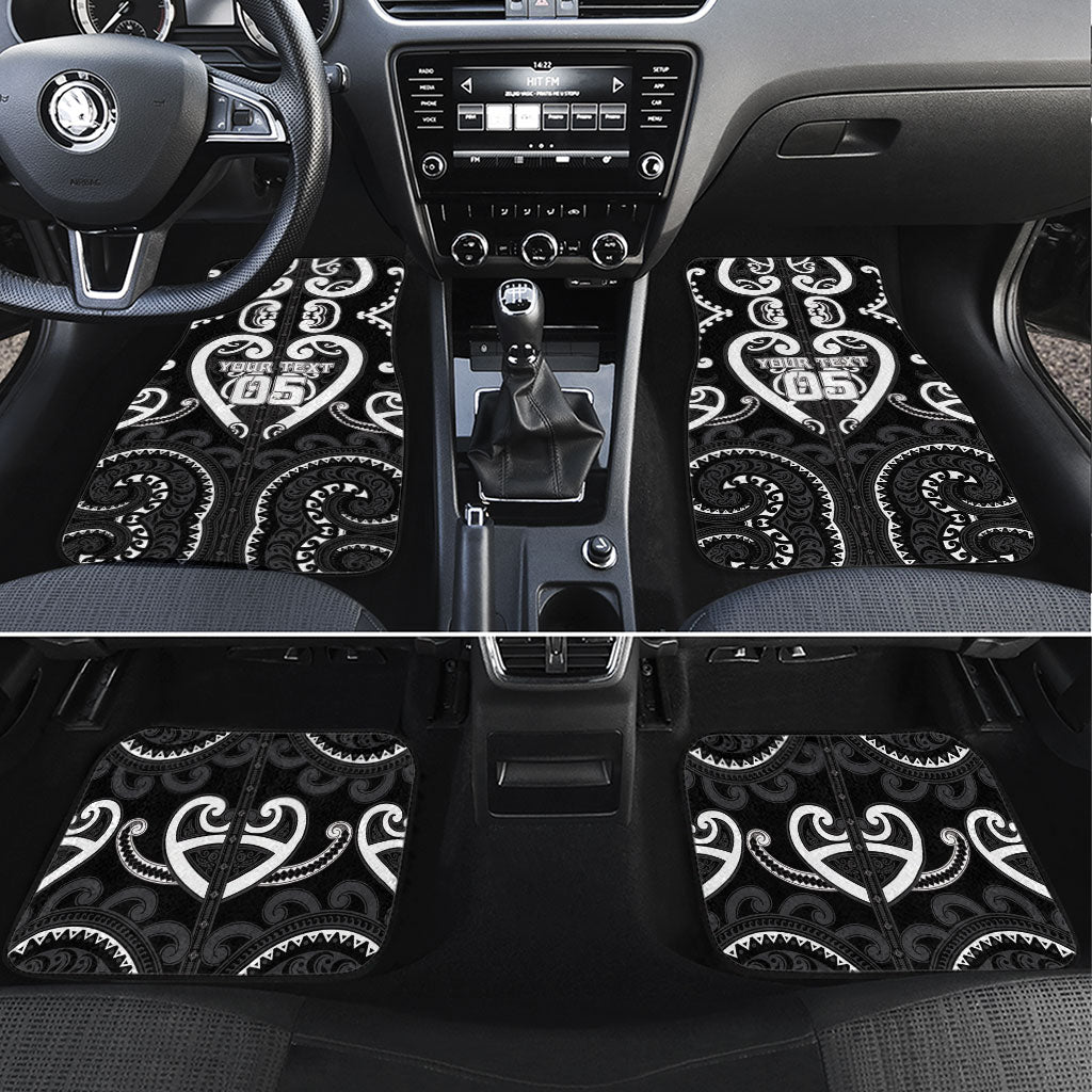 Custom Aotearoa Ngati Raukawa Car Mats Maori Tribal Pattern LT05 Set 4pcs Black - Polynesian Pride