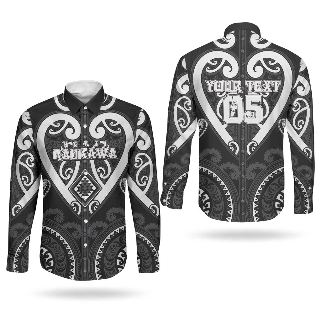 Custom Aotearoa Ngati Raukawa Couples Matching Puletasi and Long Sleeve Button Shirt Maori Tribal Pattern