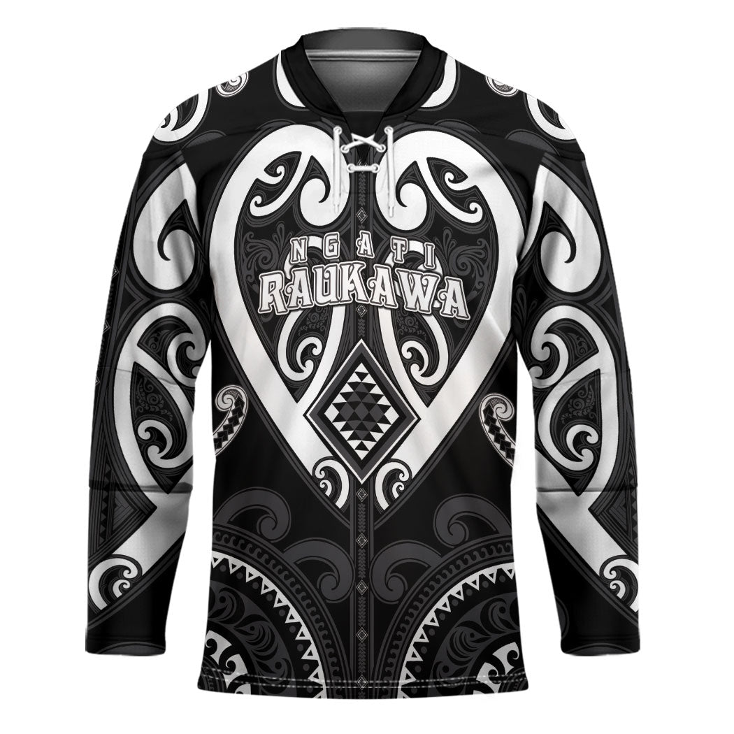Custom Aotearoa Ngati Raukawa Hockey Jersey Maori Tribal Pattern LT05 Unisex Black - Polynesian Pride