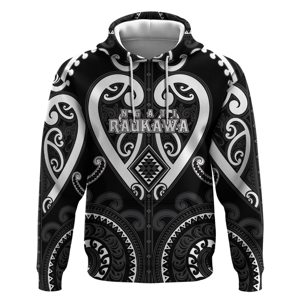 Custom Aotearoa Ngati Raukawa Hoodie Maori Tribal Pattern LT05 Pullover Hoodie Black - Polynesian Pride
