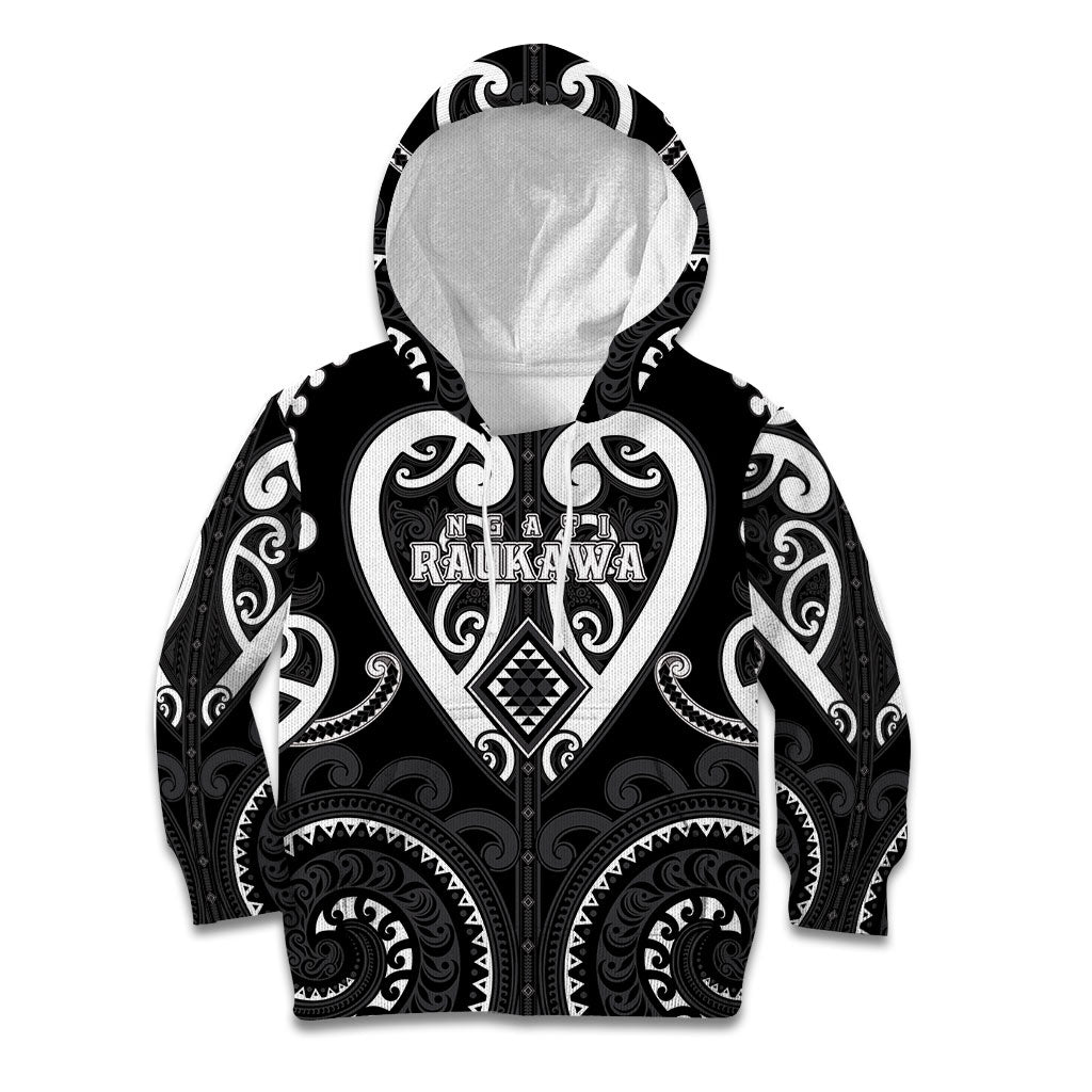 Custom Aotearoa Ngati Raukawa Kid Hoodie Maori Tribal Pattern LT05 Hoodie Black - Polynesian Pride
