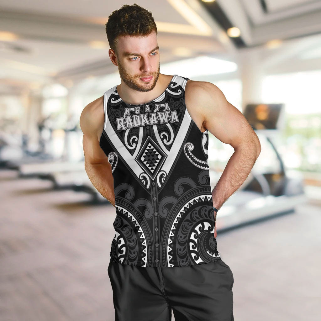 Custom Aotearoa Ngati Raukawa Men Tank Top Maori Tribal Pattern LT05 Black - Polynesian Pride