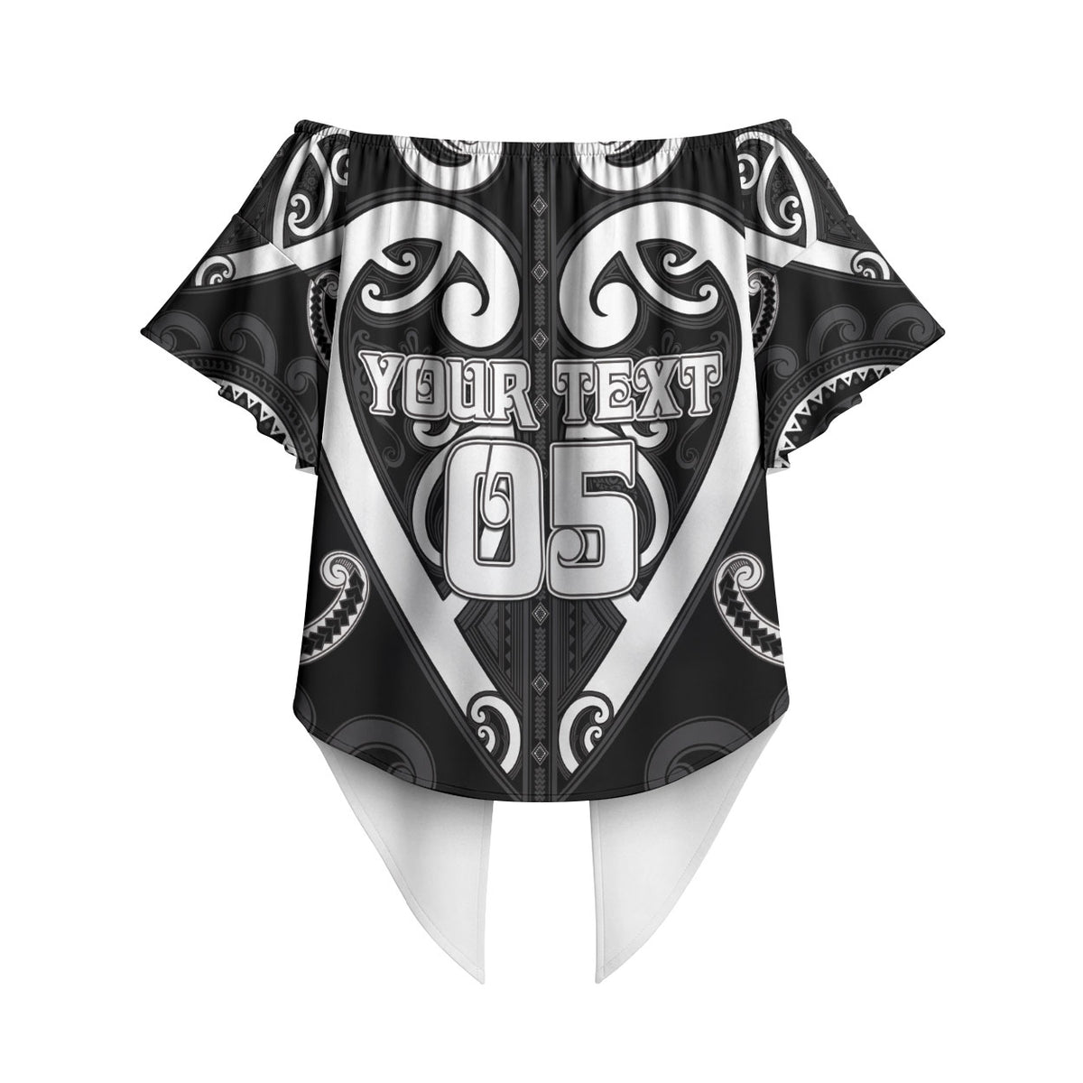 Custom Aotearoa Ngati Raukawa Off Shoulder Wrap Waist Top Maori Tribal Pattern LT05 - Polynesian Pride