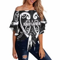 Custom Aotearoa Ngati Raukawa Off Shoulder Wrap Waist Top Maori Tribal Pattern LT05 - Polynesian Pride