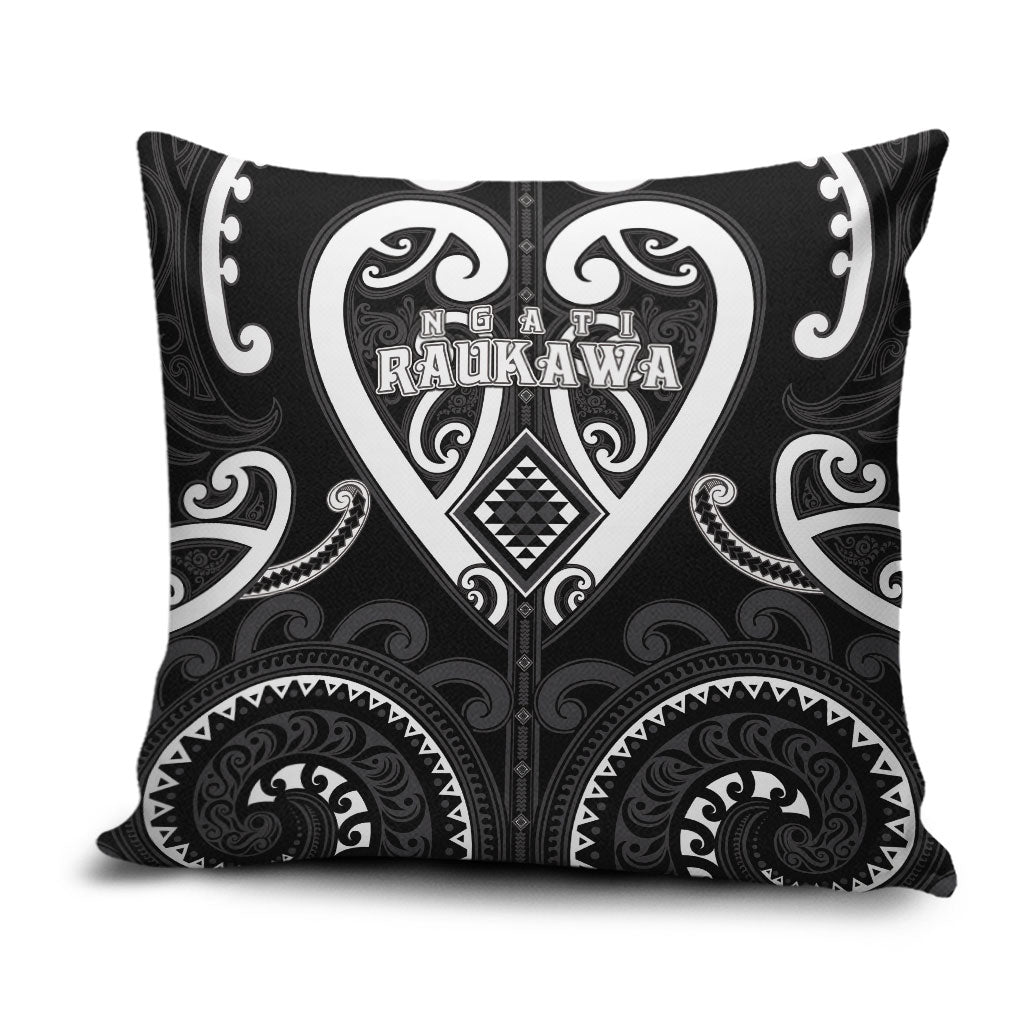 Aotearoa Ngati Raukawa Pillow Cover Maori Tribal Pattern LT05 Black - Polynesian Pride