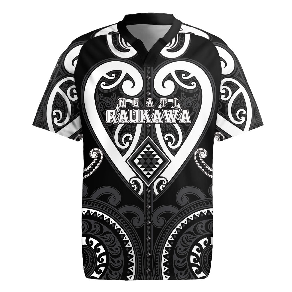 Custom Aotearoa Ngati Raukawa Rugby Jersey Maori Tribal Pattern LT05 Black - Polynesian Pride
